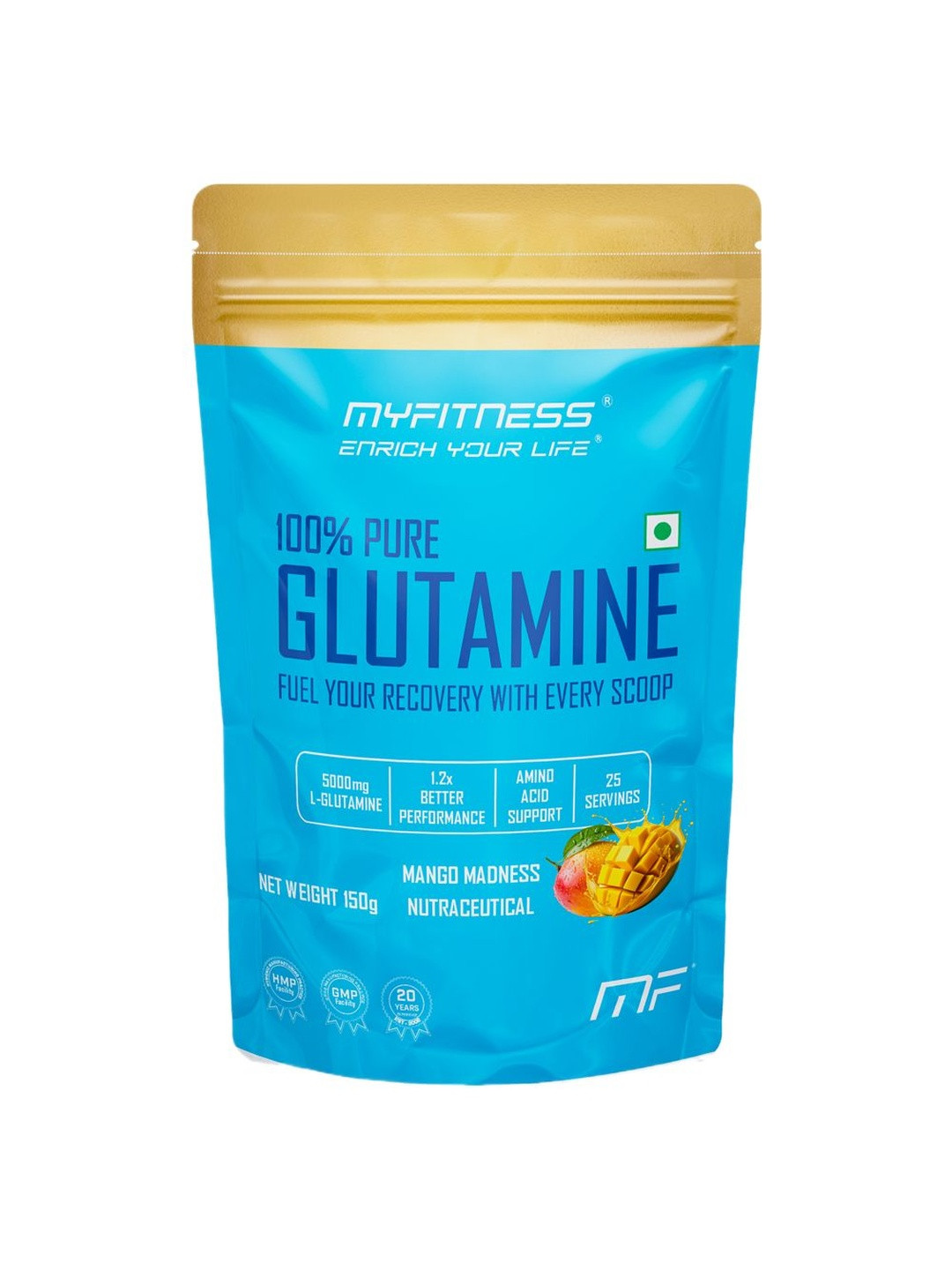 Myfitness 100% Pure Glutamine Powder Supplement-150 g- Mango Madness