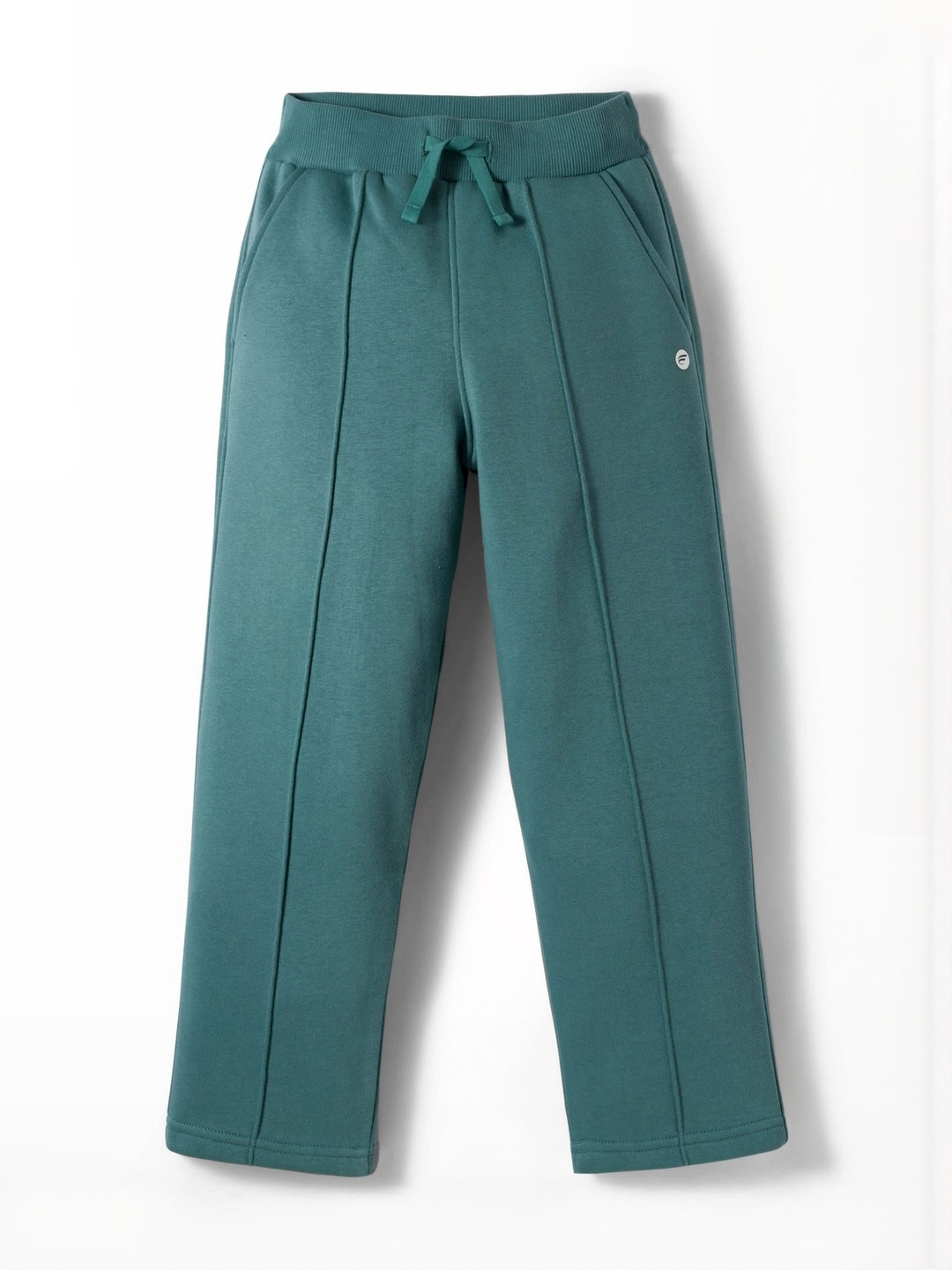 FEMEA Girls Solid Pleated Mid-Rise Full Length Track Pants