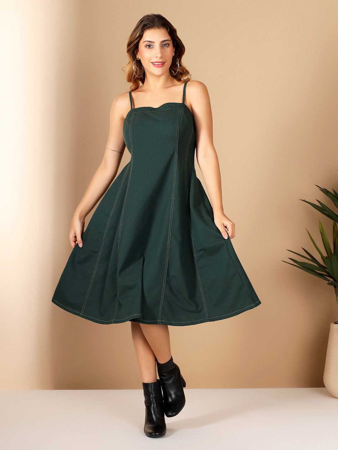 GLITO X Denim Fit & Flare Dress
