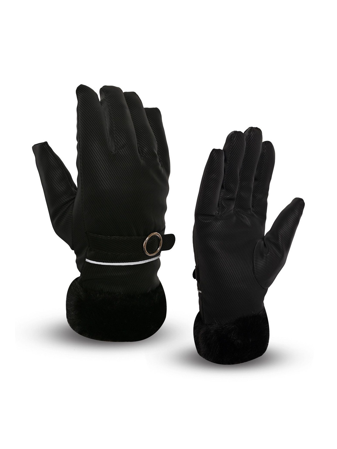 LOOM LEGACY Women Wind & Snow Proof Fur Acrylic Winter Gloves