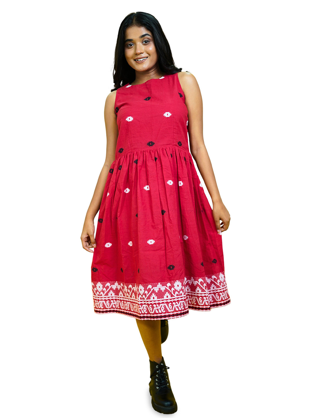 Joyee Kolkata Ethnic Motifs Print Fit & Flare Dress
