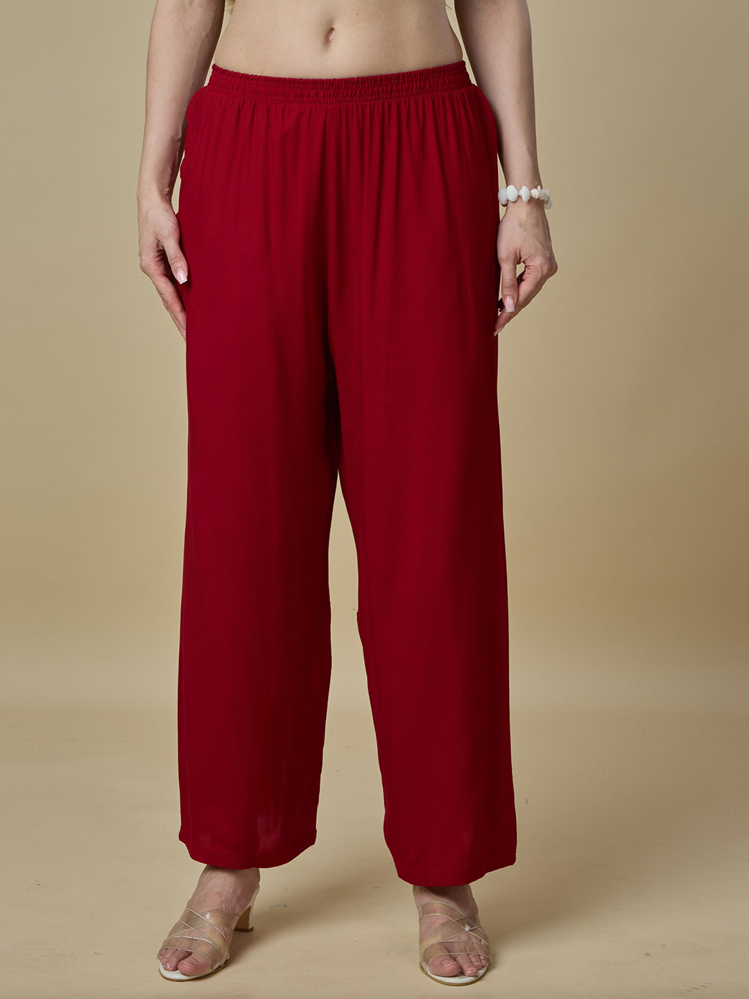 URBAN TRENDING Women Wide Leg Mid-Rise Slip-On Palazzos