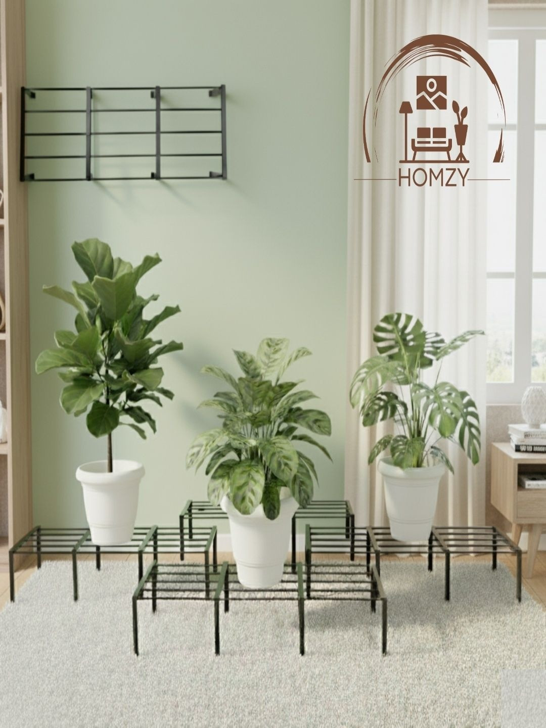 HOMZY DECOR Textured Metal Planter Stand Planters