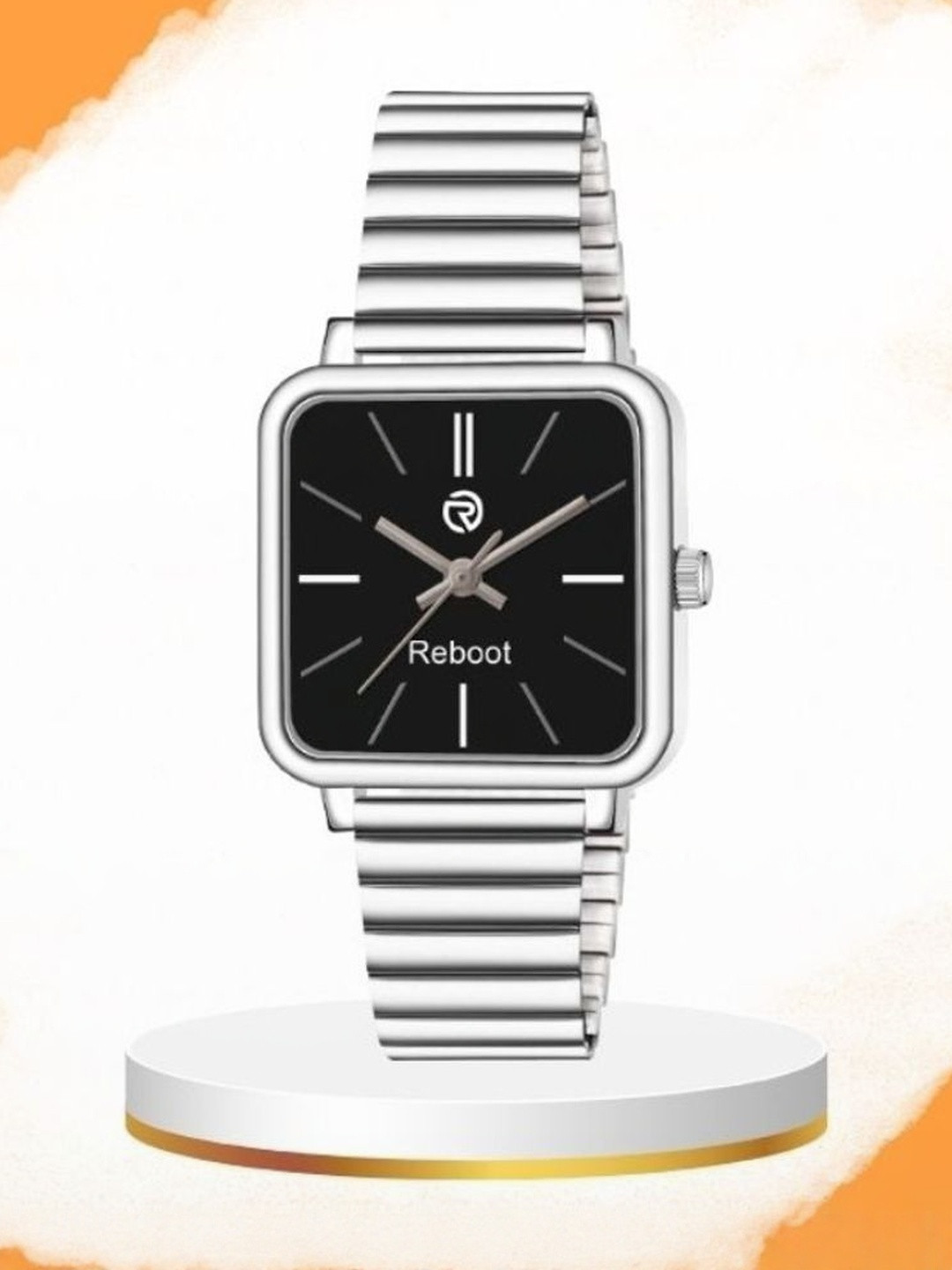 REBOOT Men Stainless Steel Bracelet Style Straps Watch New191_151 Black Designer Square