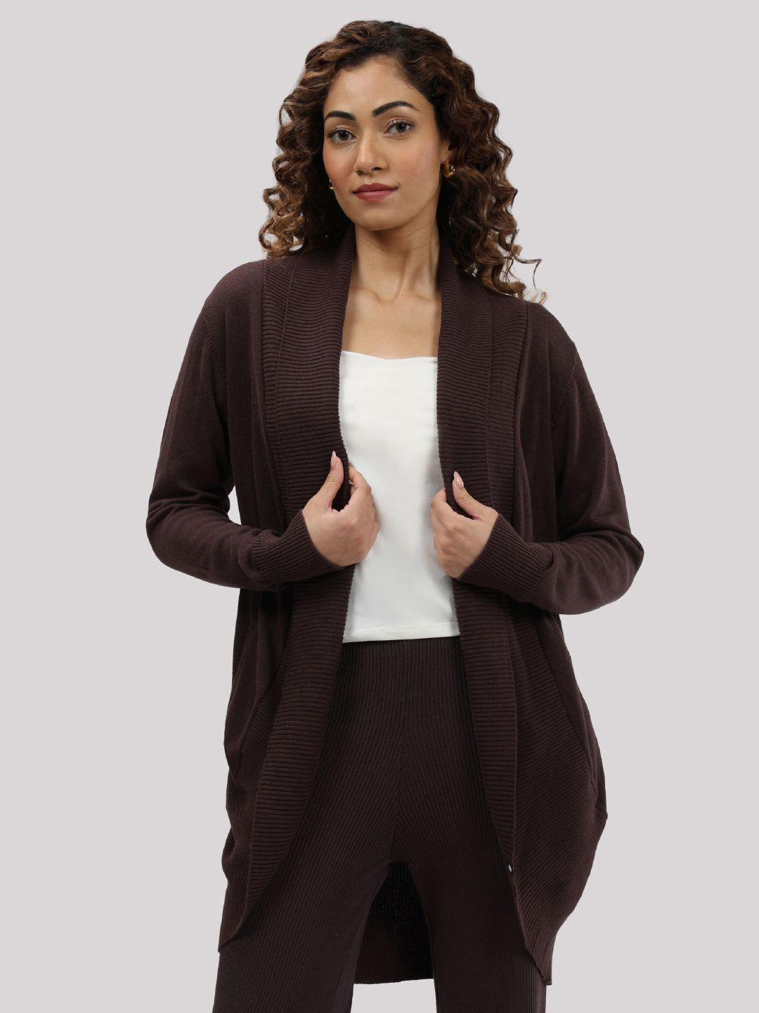 Blissclub Move All Day Women Hooded Longline Open Front Shrug