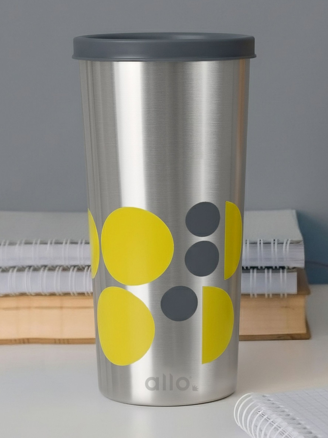 Allo TU145GY Grey Printed Stainless Steel Spill Proof Tumbler Water Bottle - 550ml