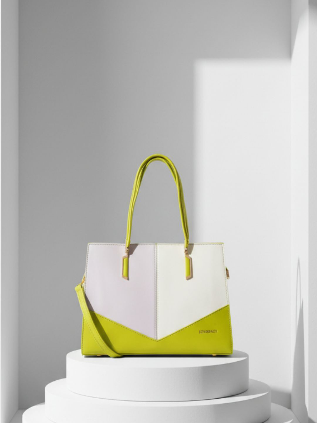 Flingo Yellow & White Tri-Color Gold Accents Tote Bag