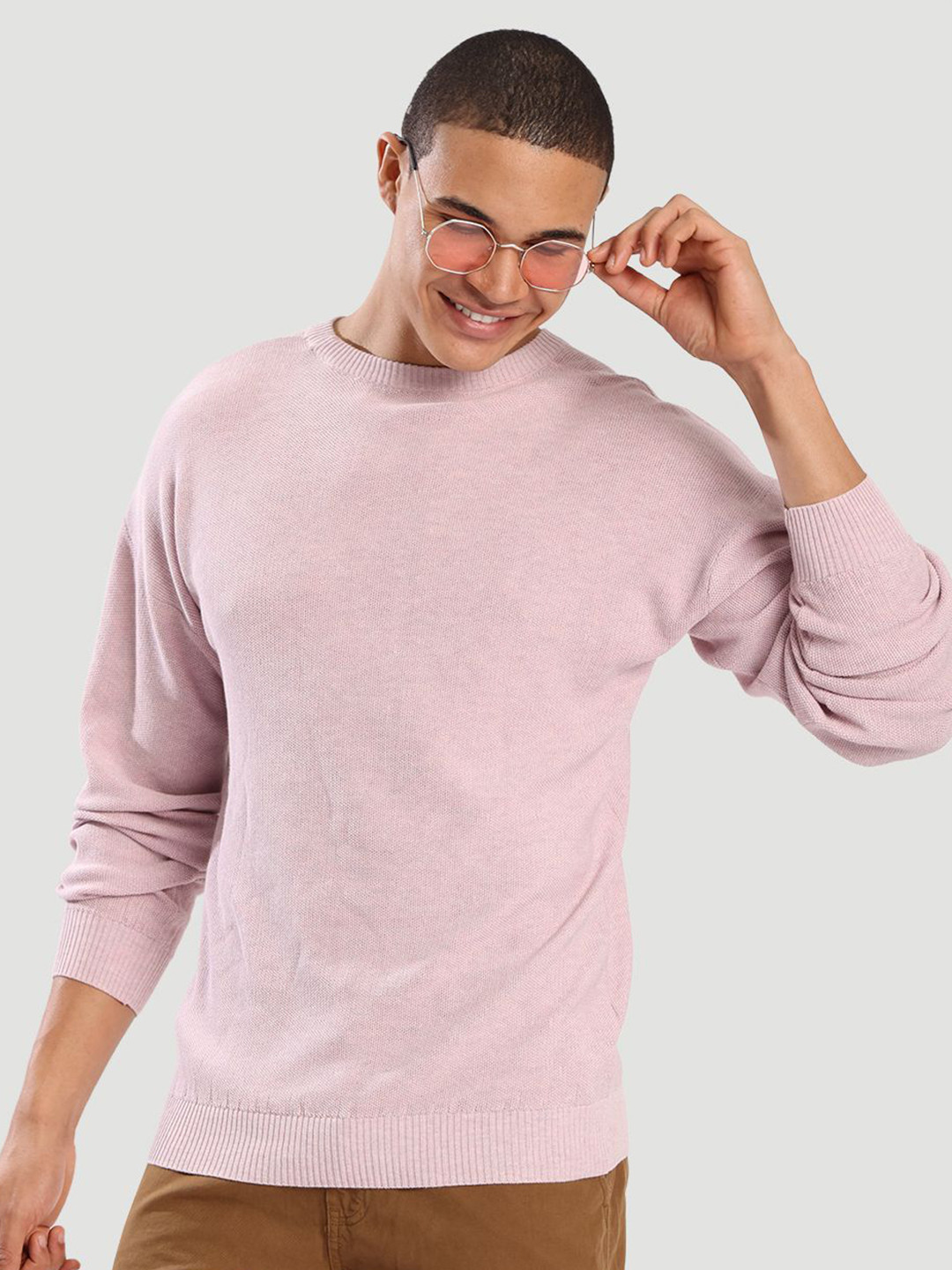 Bene Kleed Men Pink Regular Fit Pullover