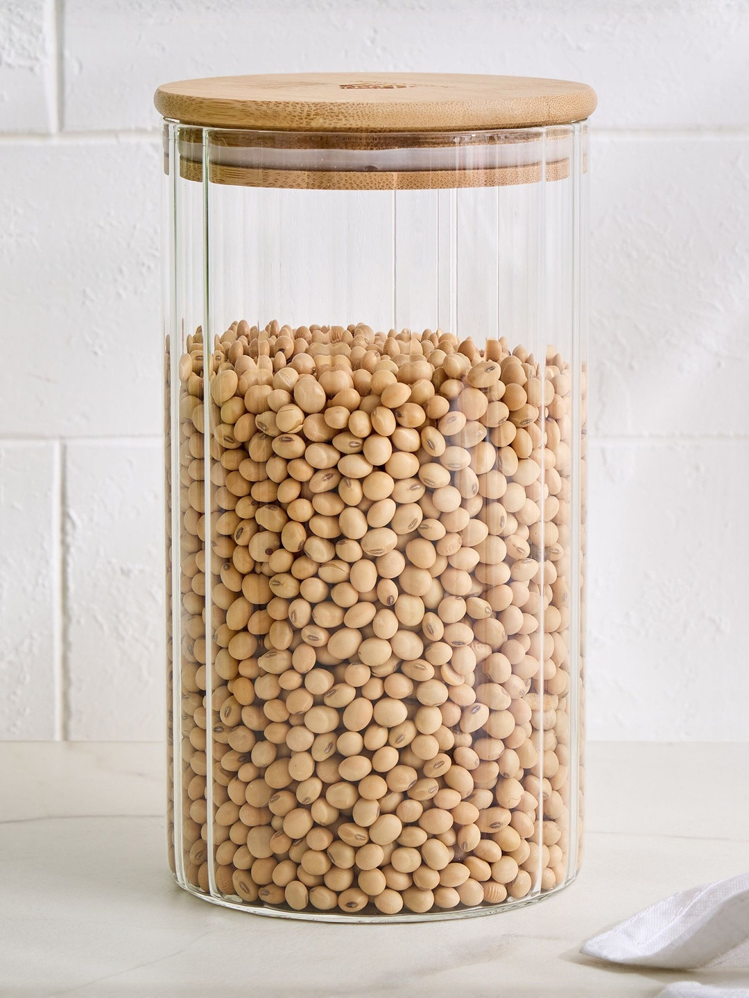 Home Centre Palestine Sagano Transparent Borosilicate Glass Container With Lid-1.15L