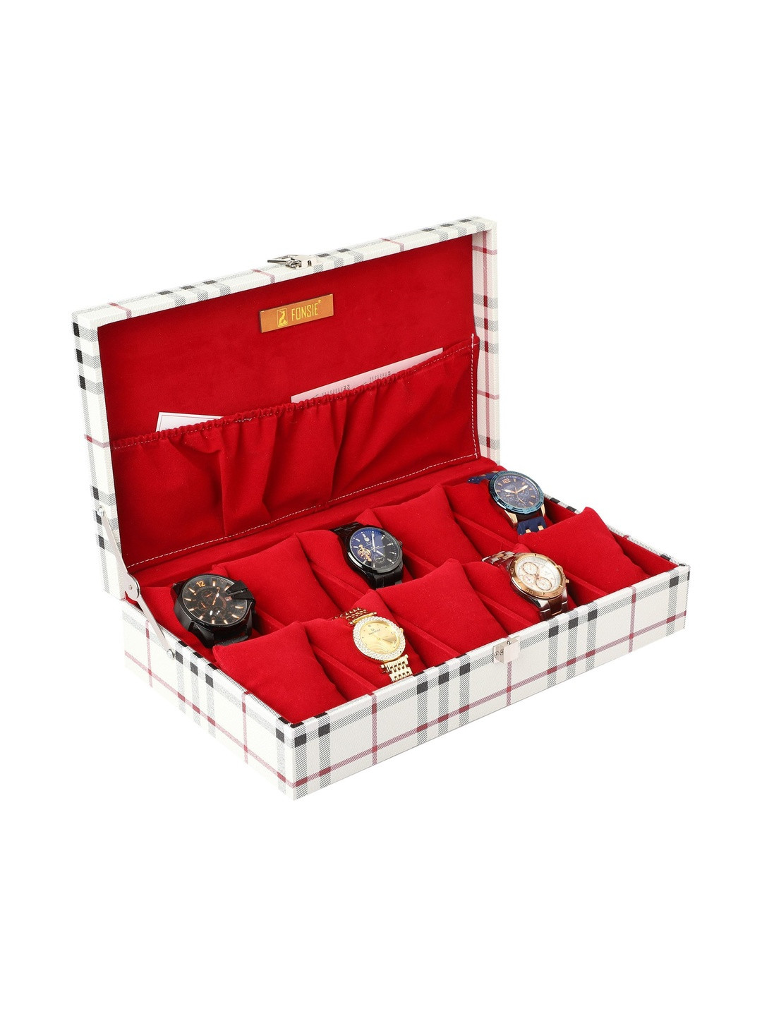 Fonsie Checked 10 Slots Watch Organiser Box