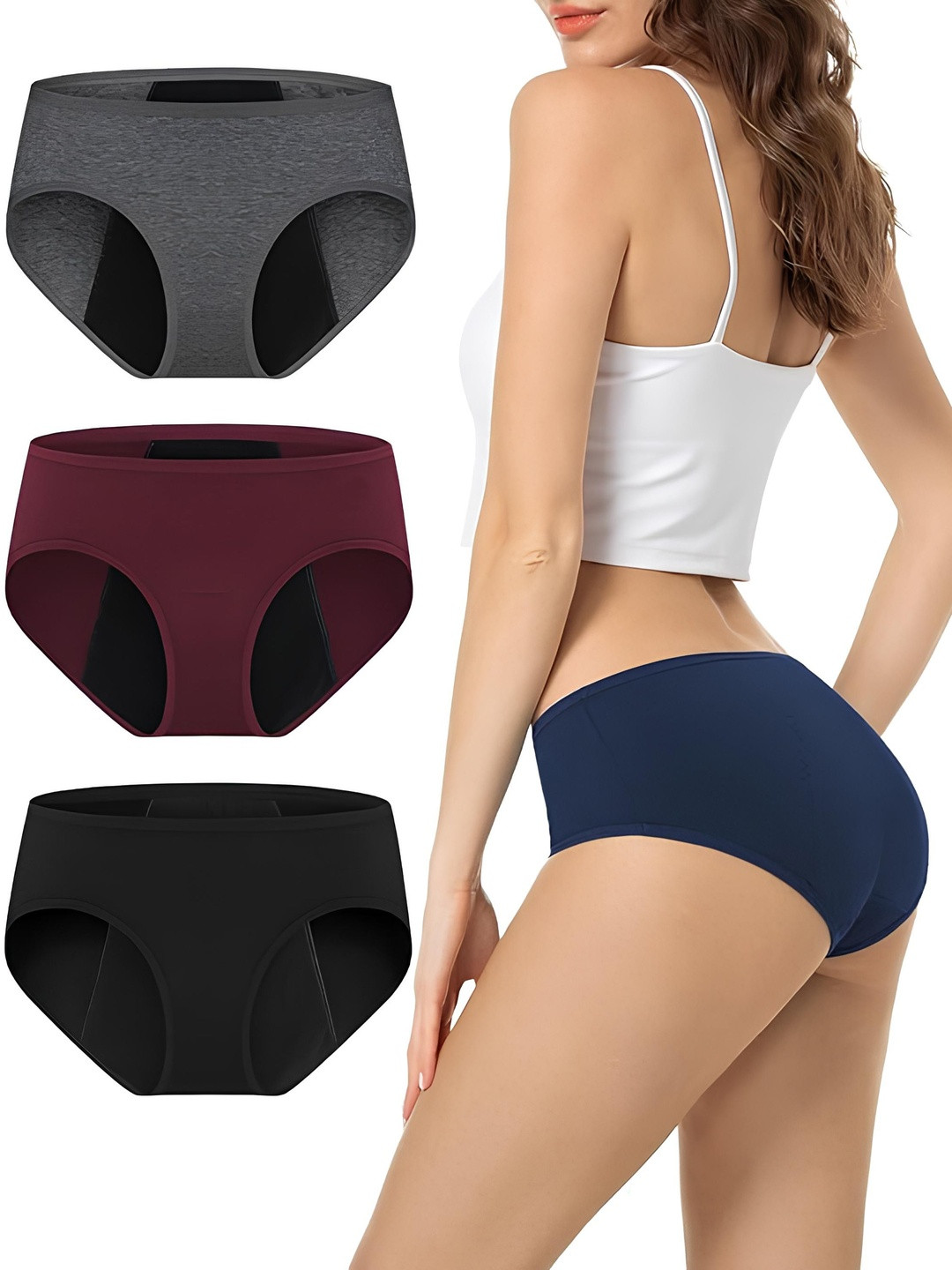 Diving Deep Women Pack Of 3 Mid-Rise Period Briefs
