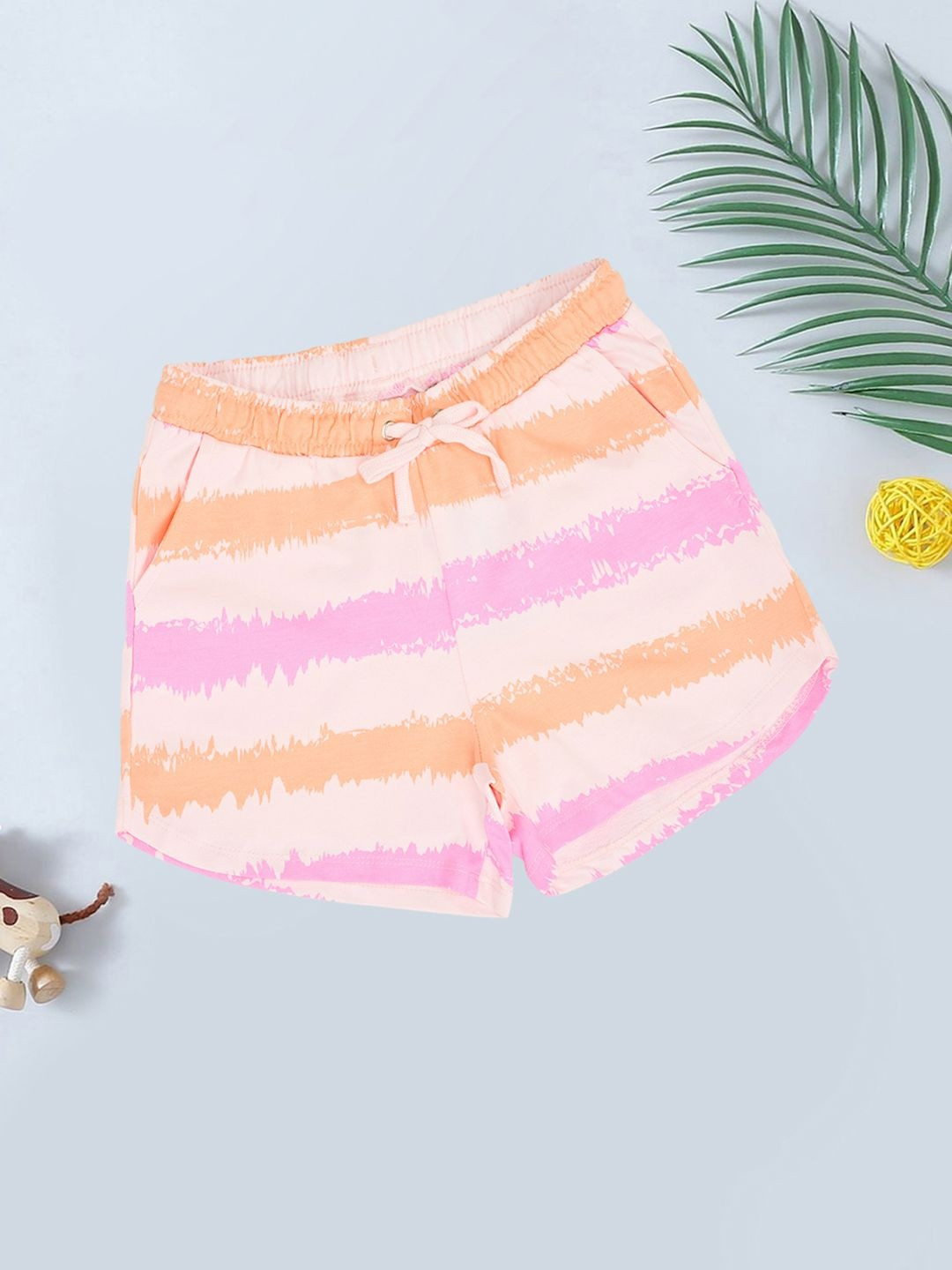 Pantaloons Junior Girls Crystal Rose Striped Regular Fit Mid-Rise Shorts