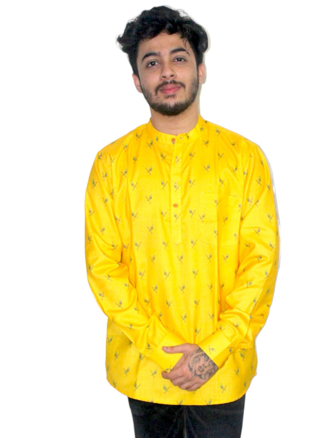 DENIMKING Floral Printed Thread Work Denim Straight Kurta