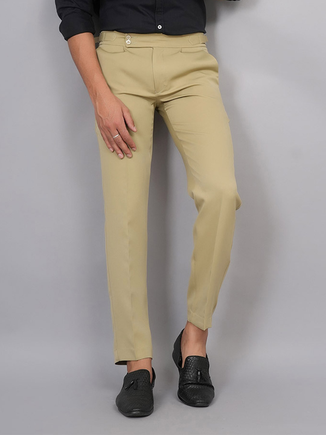 el cielo Men Comfort Slim Fit Mid-Rise Formal Trousers