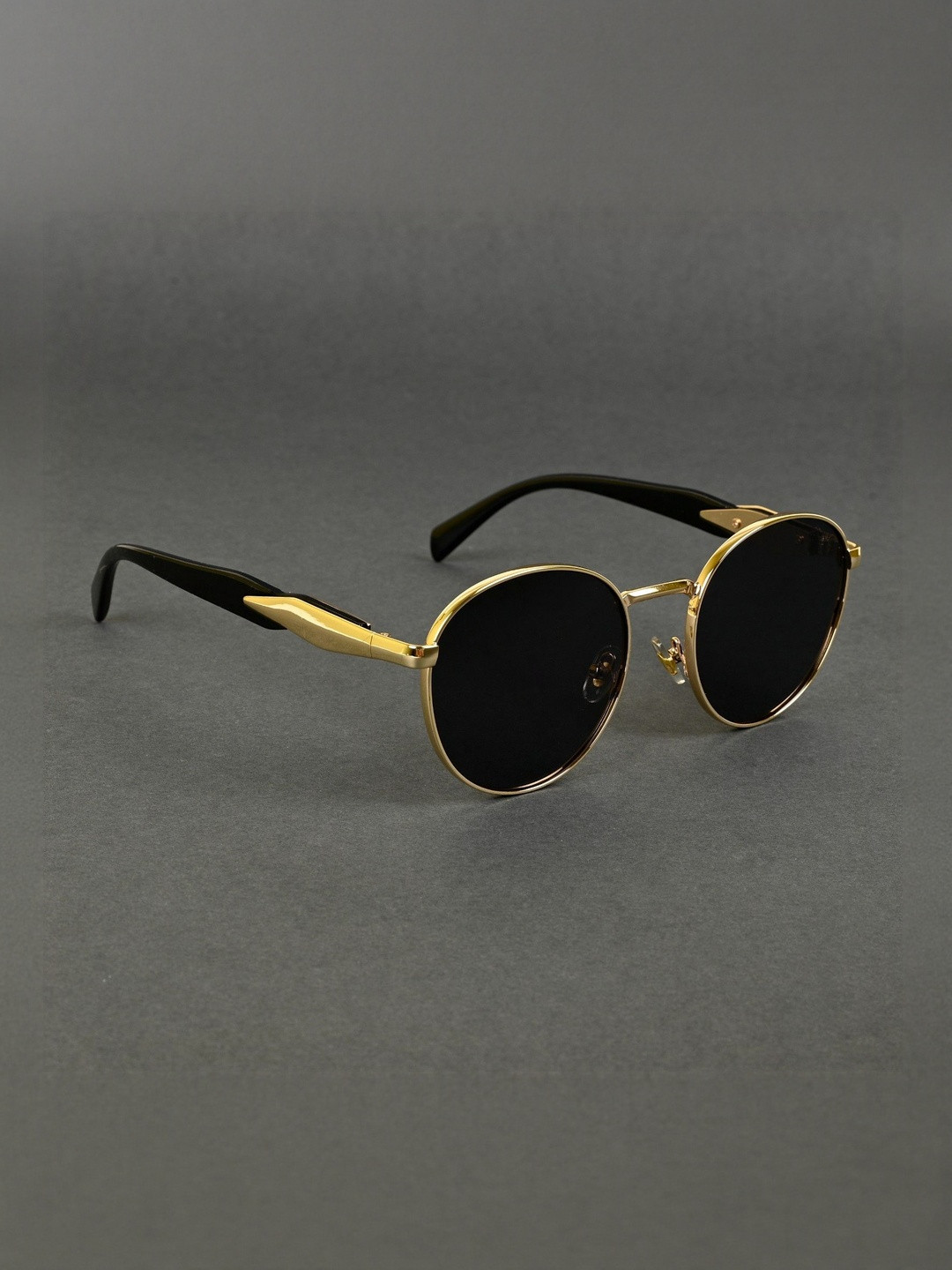 Irayz Unisex Full Rim Polarized UV Protection Round Sunglasses 5703-Gold Black