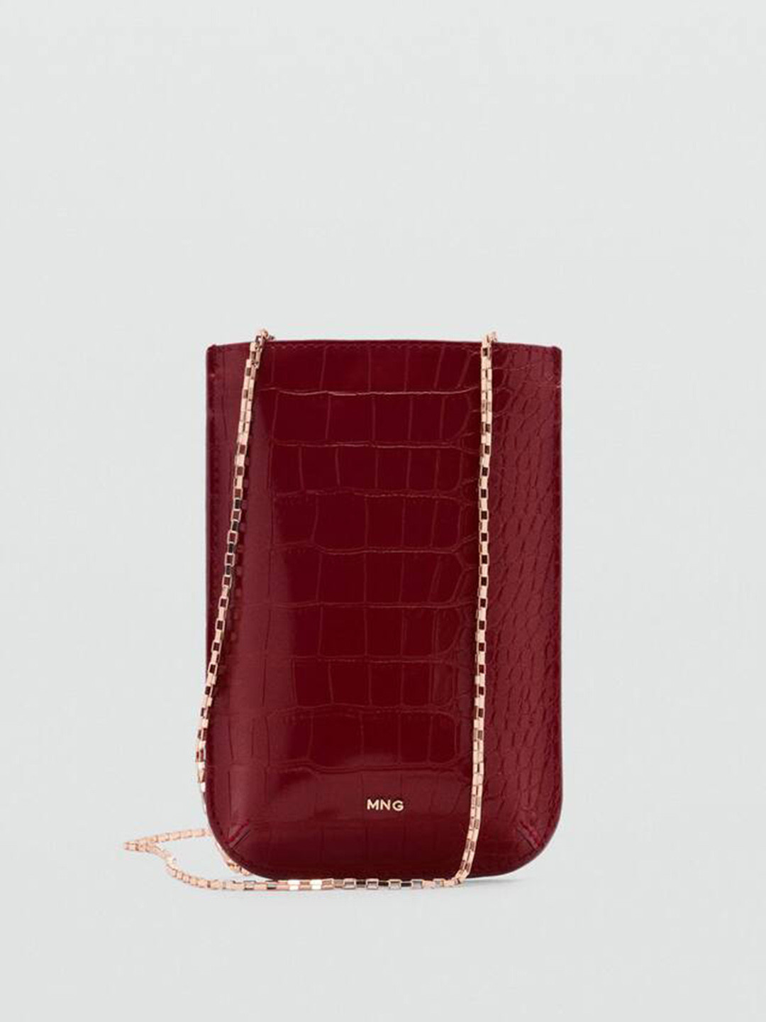 MANGO Women Croc-Textured Mobile Pouch