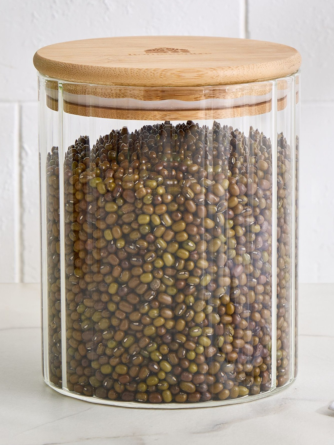 Home Centre Palestine Sagano Transparent Textured Borosilicate Glass Container 700ml