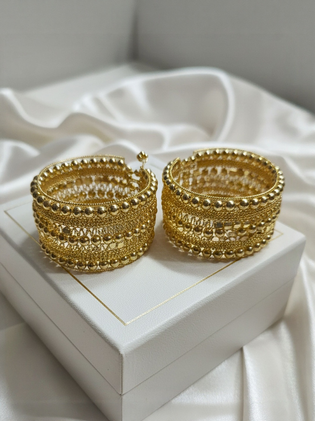 MANSIYAORANGE Set Of 2 Gold-Plated Metal Beaded Multistrand Bracelet