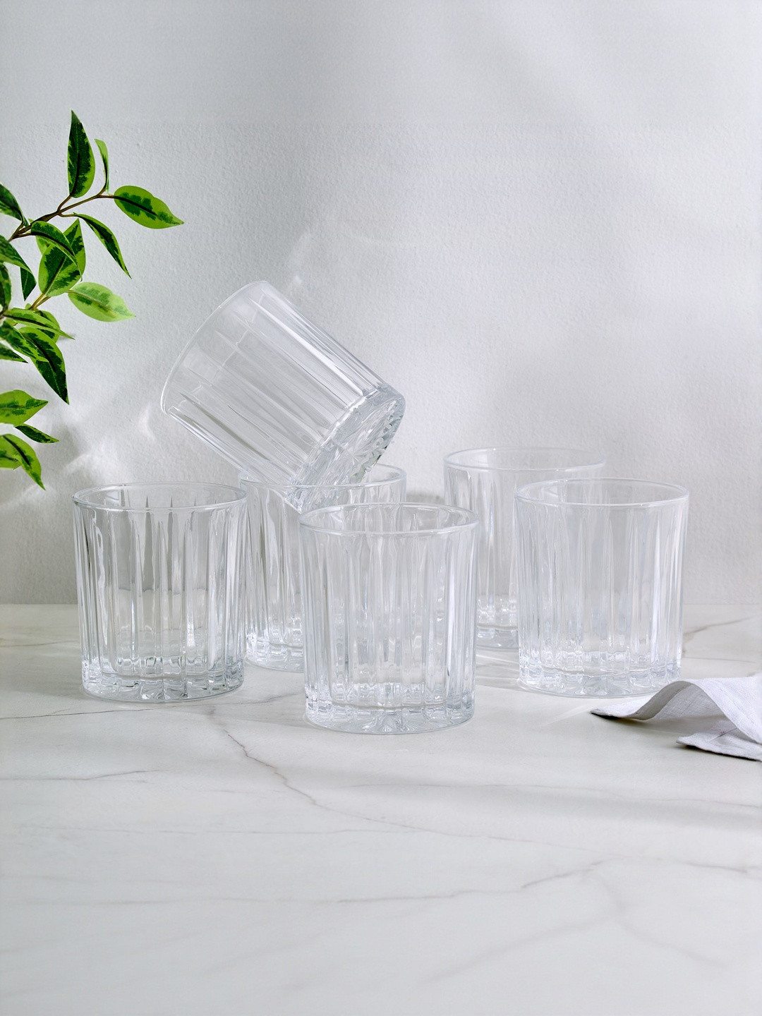 Home Centre Mizu Transparent 6 Pieces Easy To Clean Whisky Bar Glasses 350ml