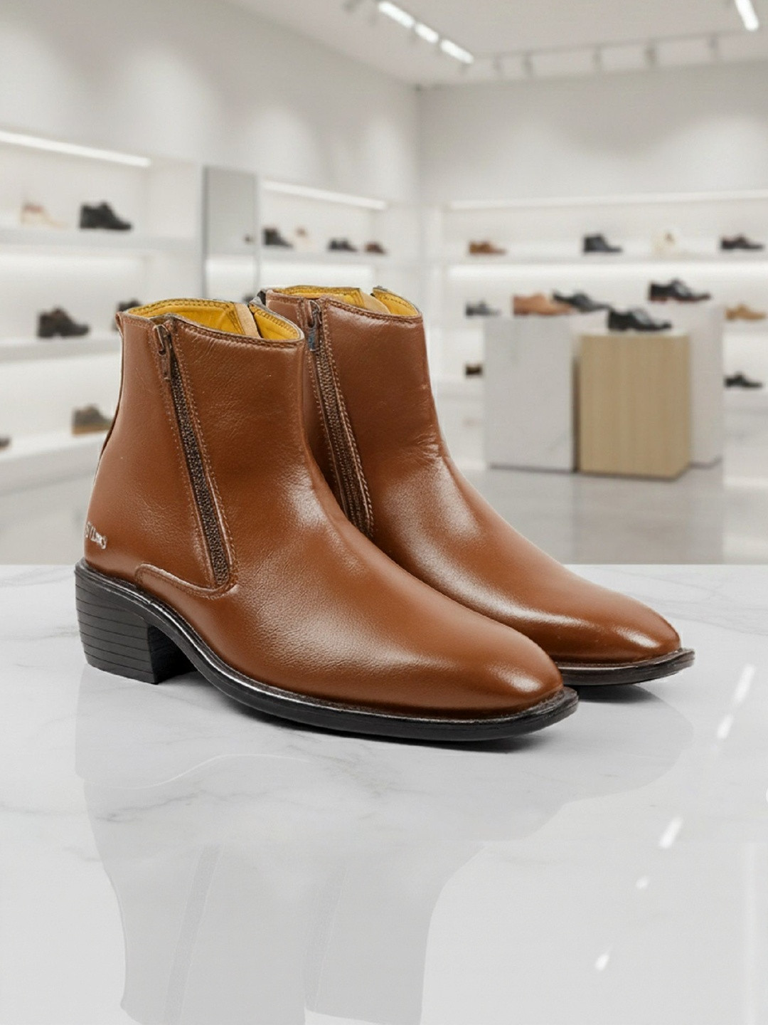 Bxxy Men High Block-Heel Regular Zipper Formal Boots