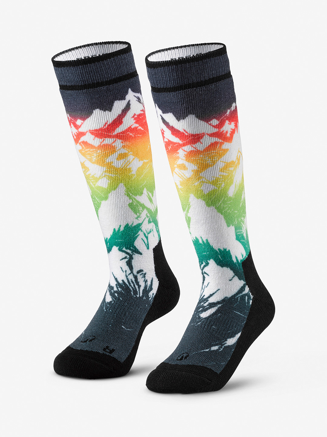 Decathlon Boys Warm Ski Socks, 100 - Forest pattern