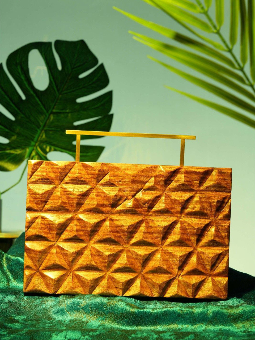 TASH BAGS Geometric Pattern Handbag With Rectangular Handle