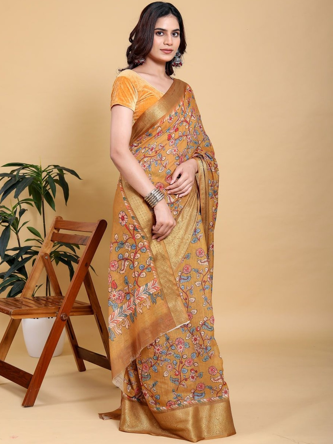 GOHILL ENTERPRISE Woven Design Pure Linen Saree