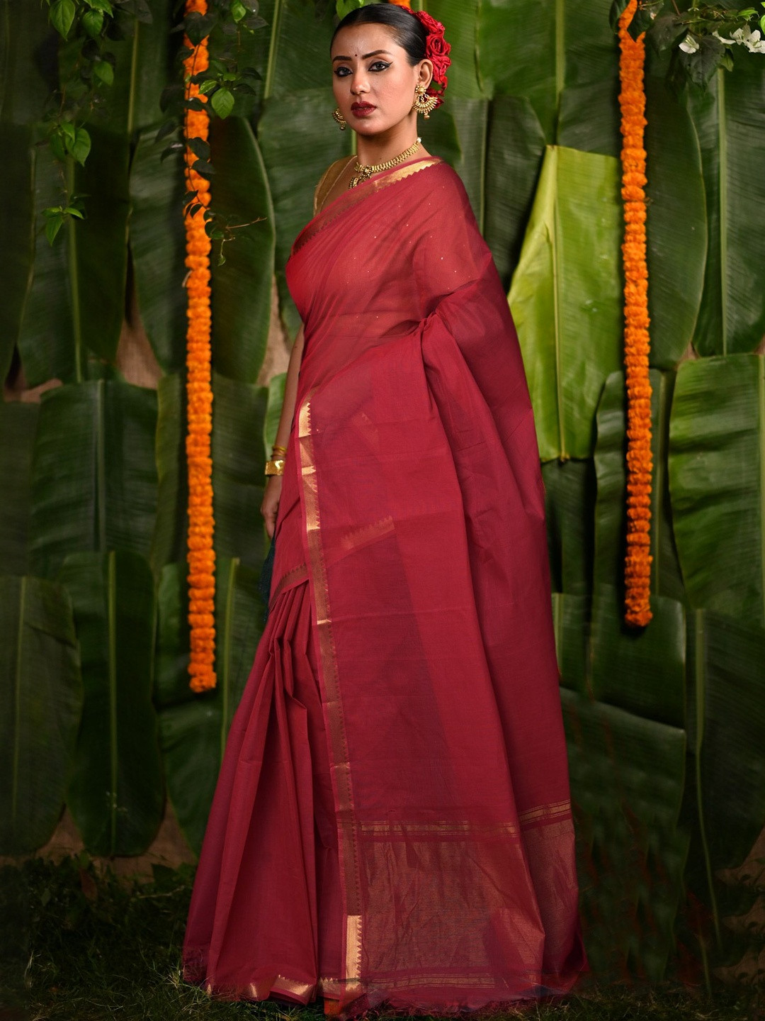 Unnati Silks Pure Cotton Handloom Mangalagiri Saree