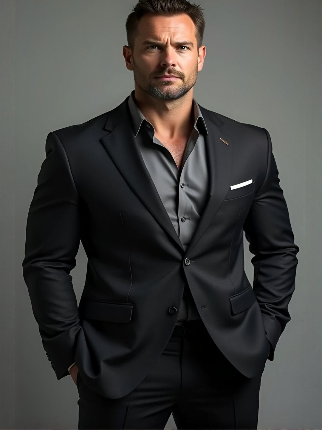 VK Global Notched Lapel Ventless Single Breasted Cotton Blazer