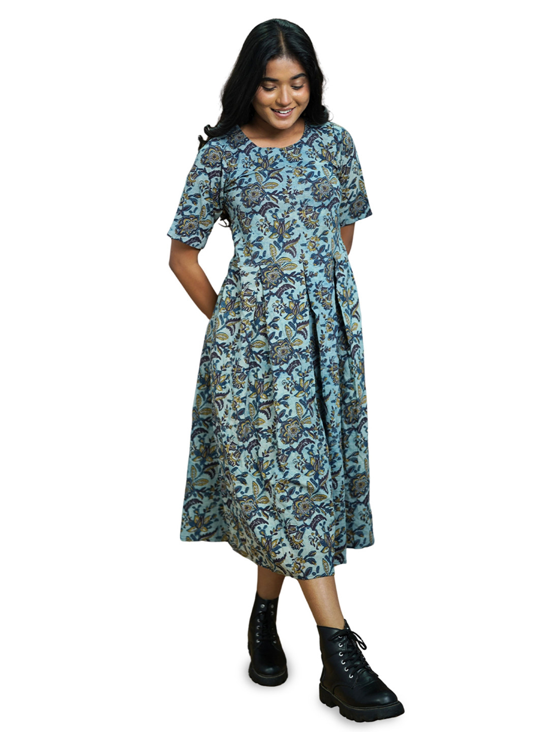 Joyee Kolkata Floral Print Fit & Flare Midi Dress