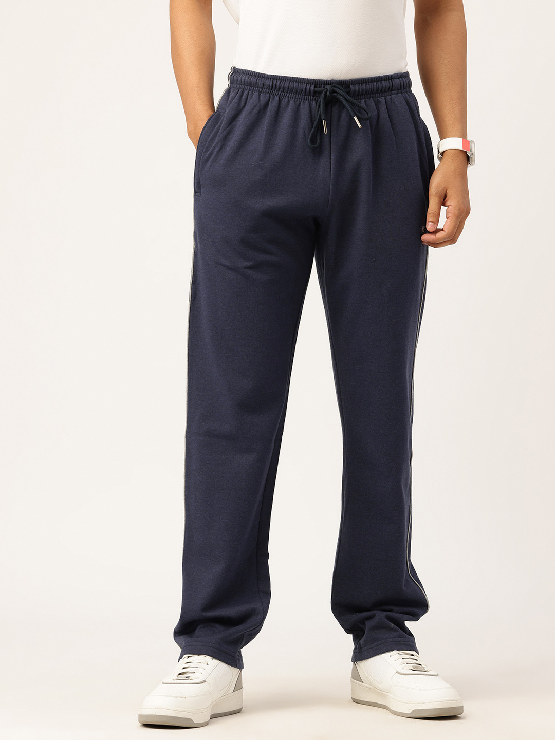 Monte Carlo Men Drawstring Closure Track Pants with Side-Stripe Details