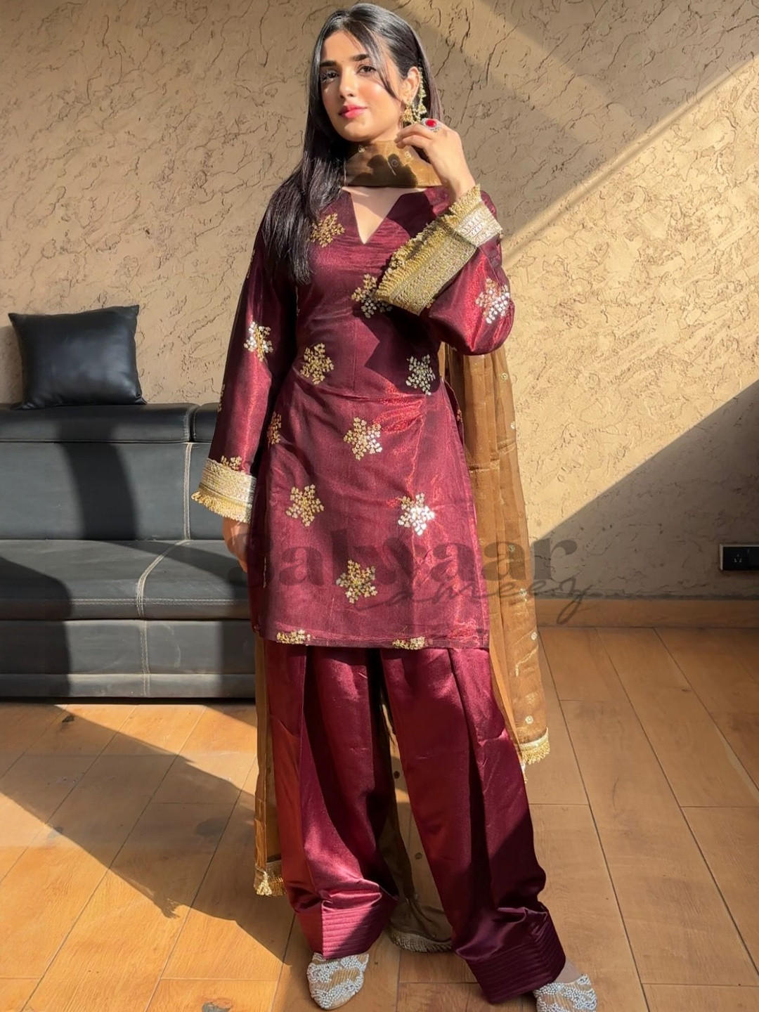 SALWAAR TAMEEZ Women Ethnic Motifs Embroidered Regular Kurta with Patiala & With Dupatta