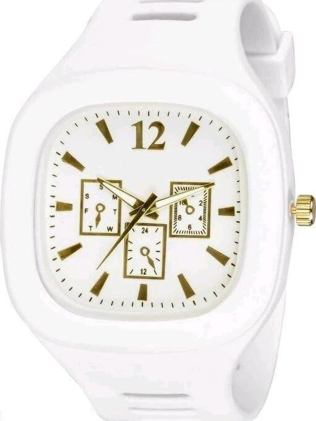 WATCHSTAR Unisex Dial & Leather Straps Analogue Watch Mirl White-V -V