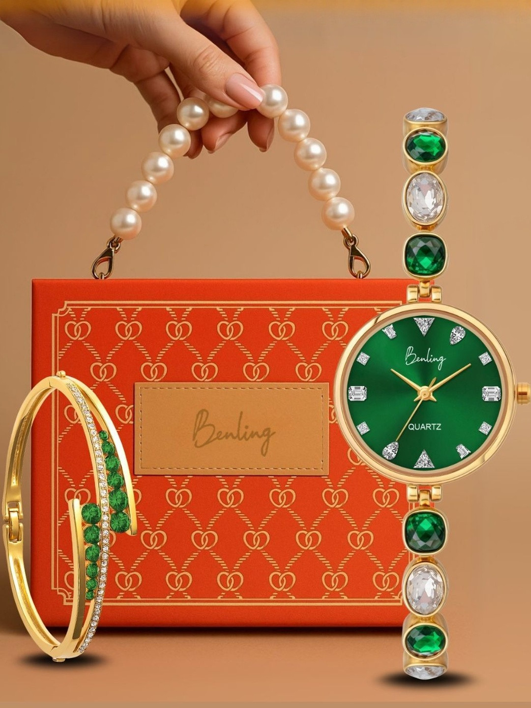 BENLING Women Dial & Stainless Steel Bracelet Style Straps Analogue Watch BL-1045-G-CMB