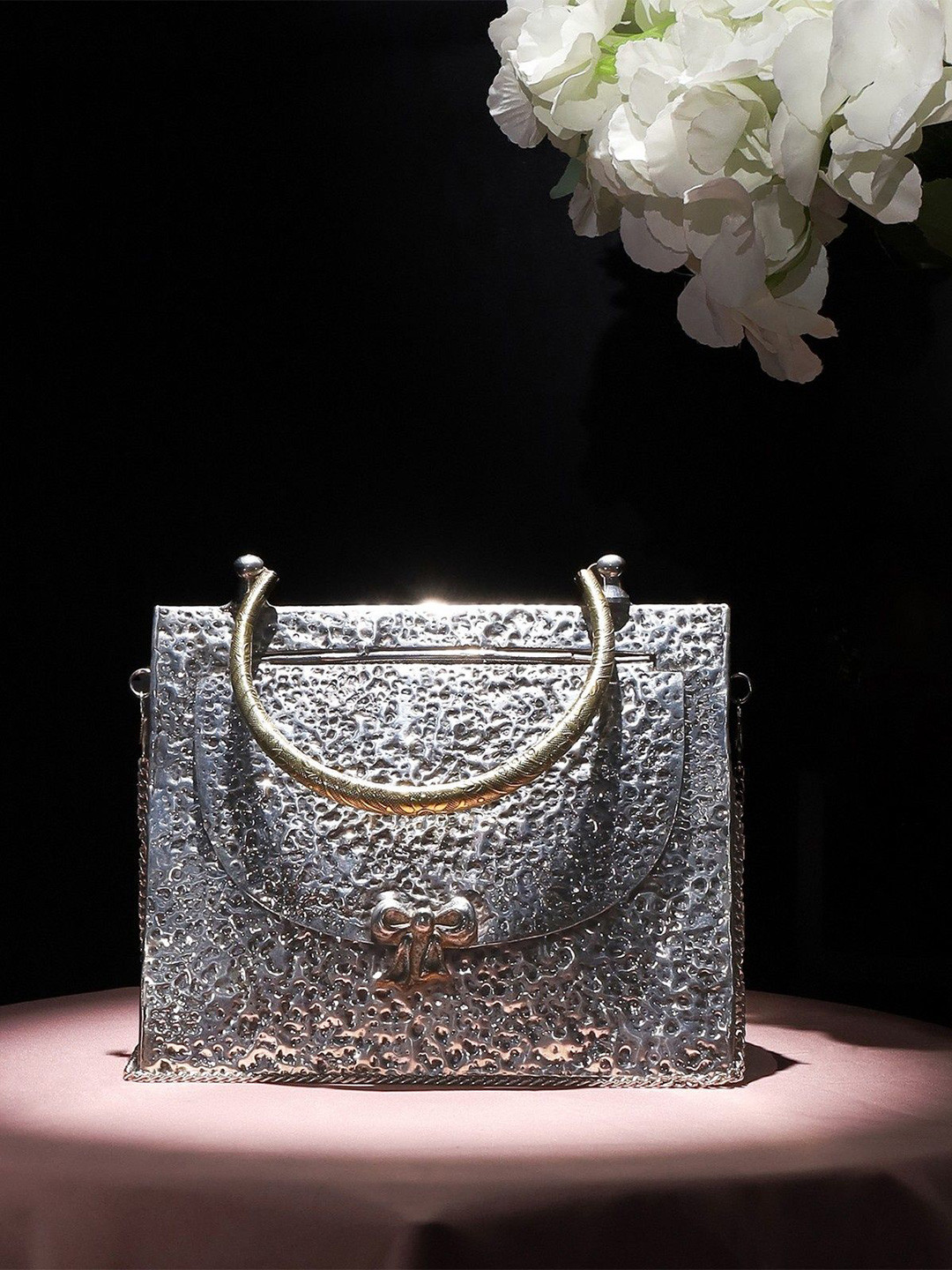 TASH BAGS Embellished Structured Satchel with Applique