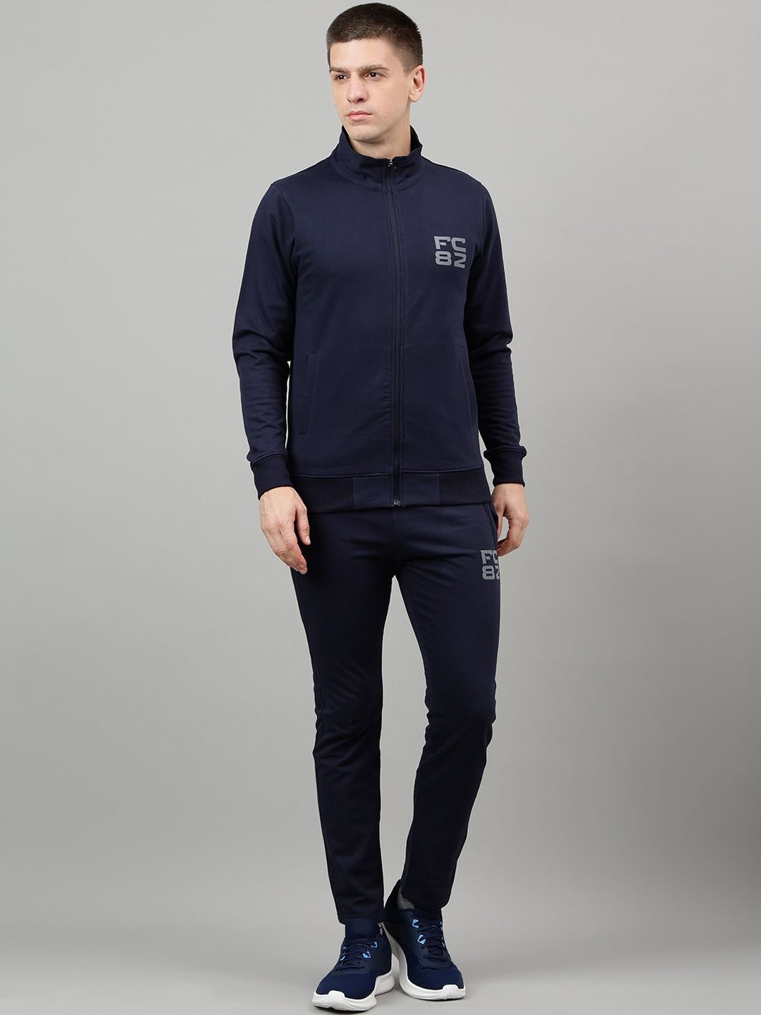 FCK GOLD Mock Neck Solid Regular Fit Tracksuits