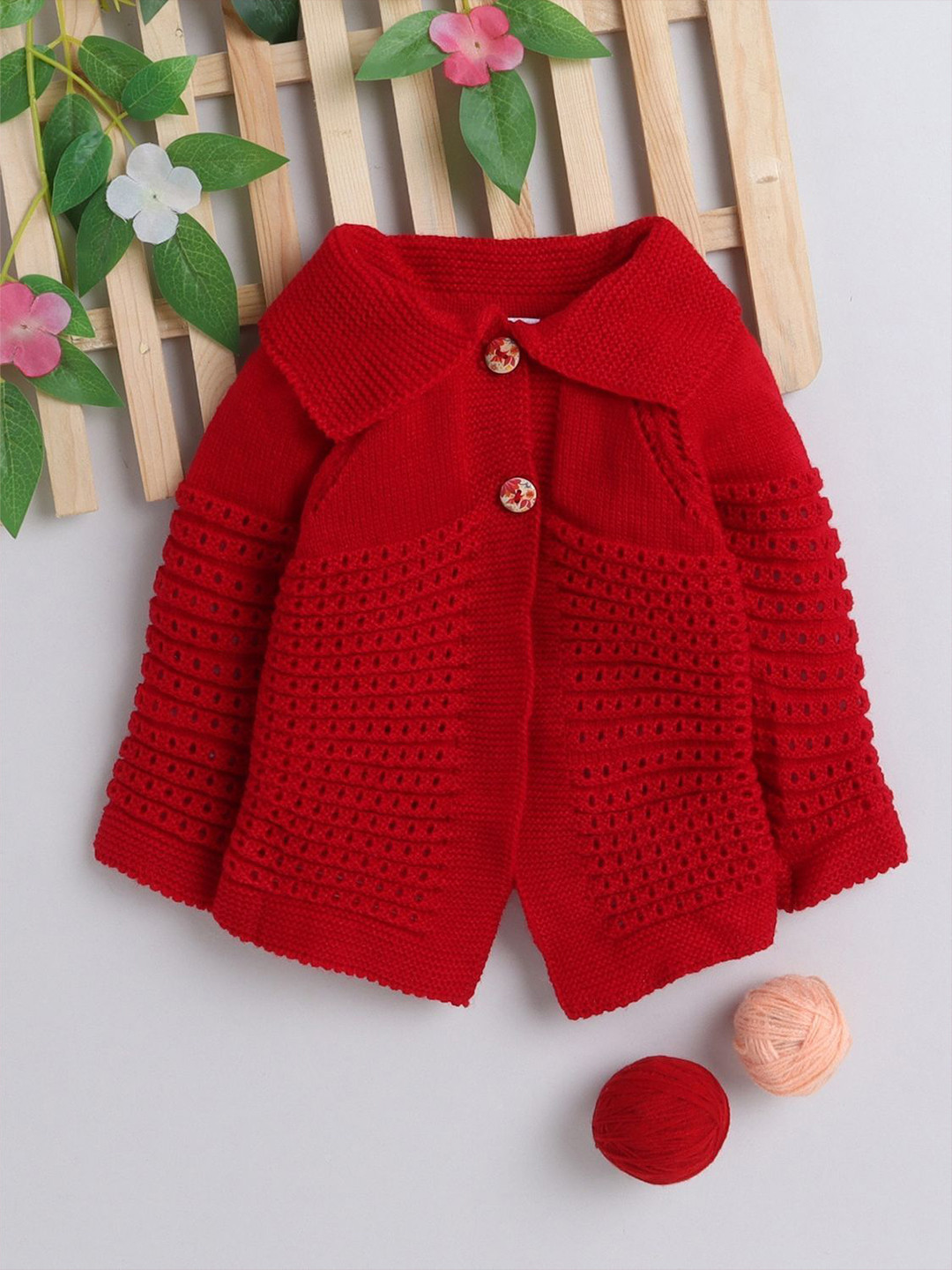 Little Angels Baby Boys Woolen Collared Full Sleeves Cardigan