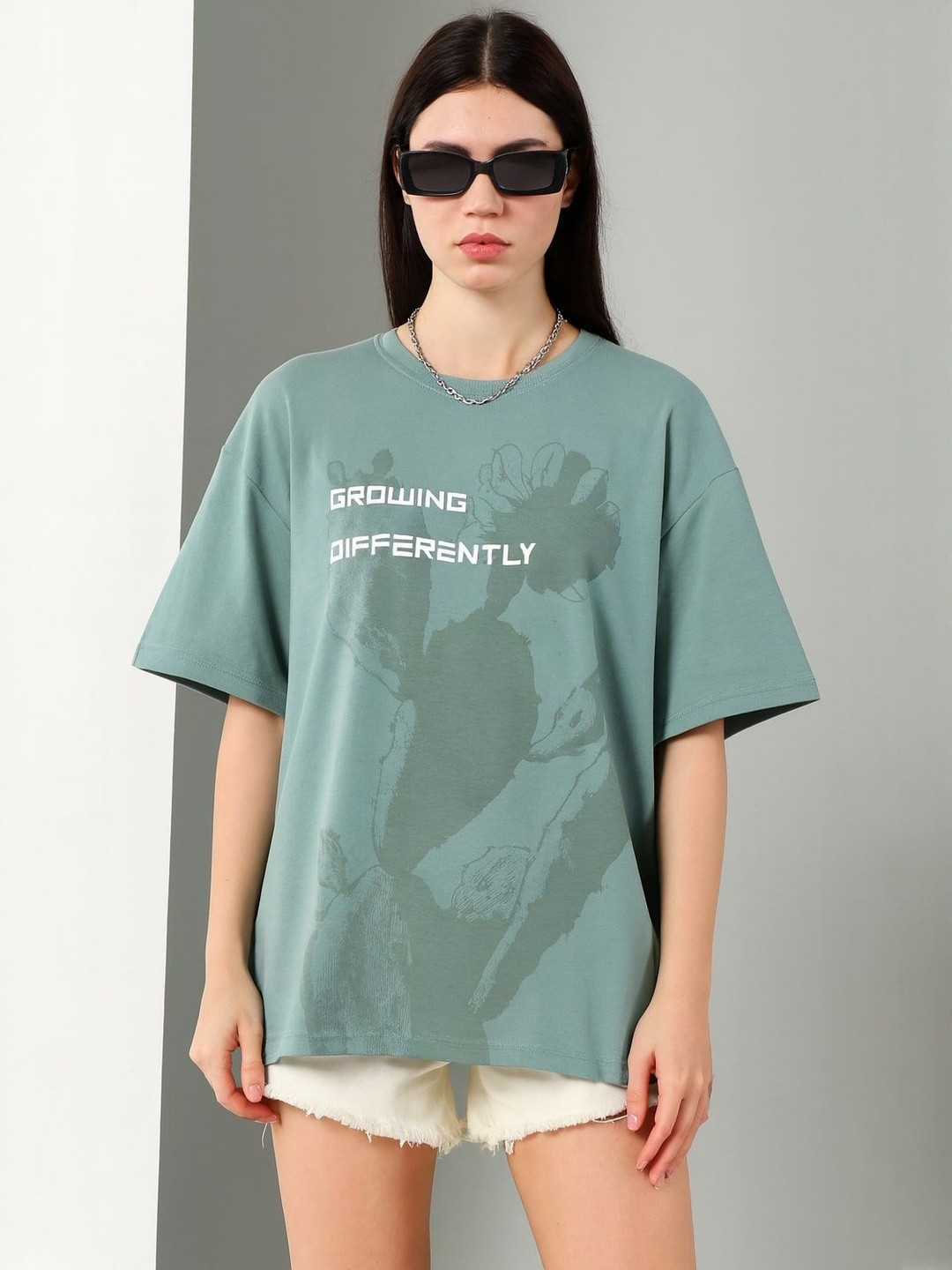 Own The Look Typography Printed Pure Cotton Oversized T-shirt