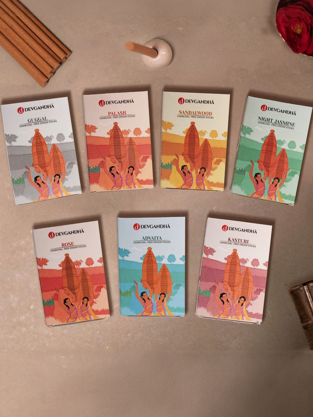 DEVGANDHA Brown 7 Pieces Fragrances Dhoop Sticks
