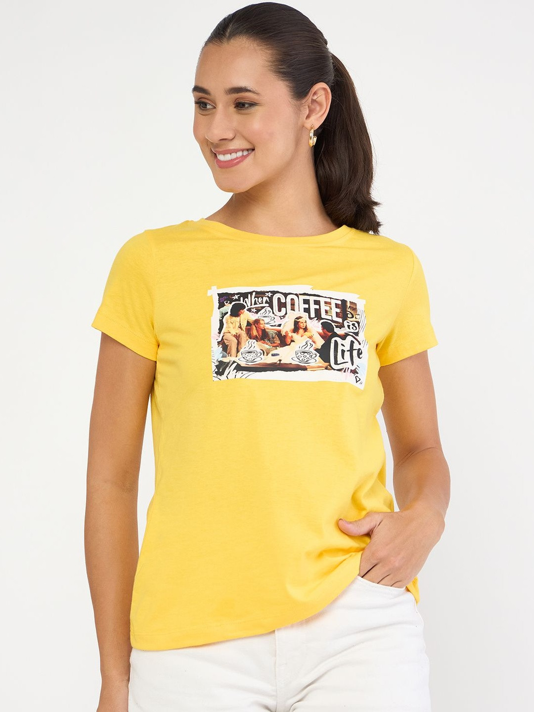 Wear Your Mind F.R.I.E.N.D.S Printed Round Neck Pure Cotton T-shirt