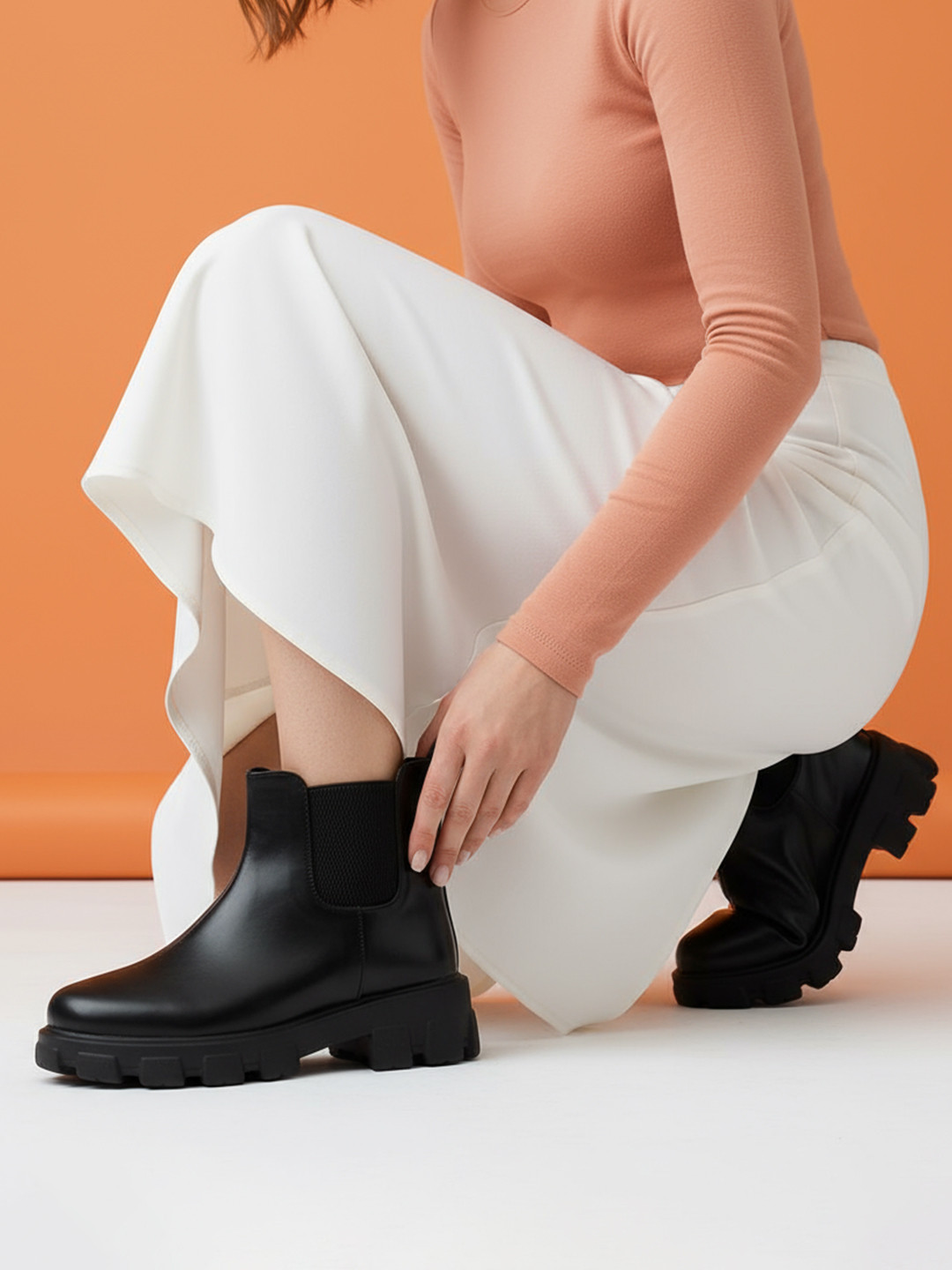 STRASSE PARIS Women Slip-On Platform Heeled Chelsea Boots