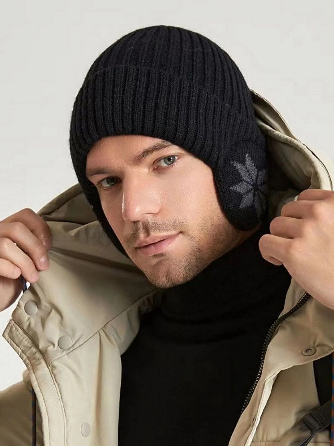 Infispace Unisex Ribbed Beanie Caps with Fur Lining