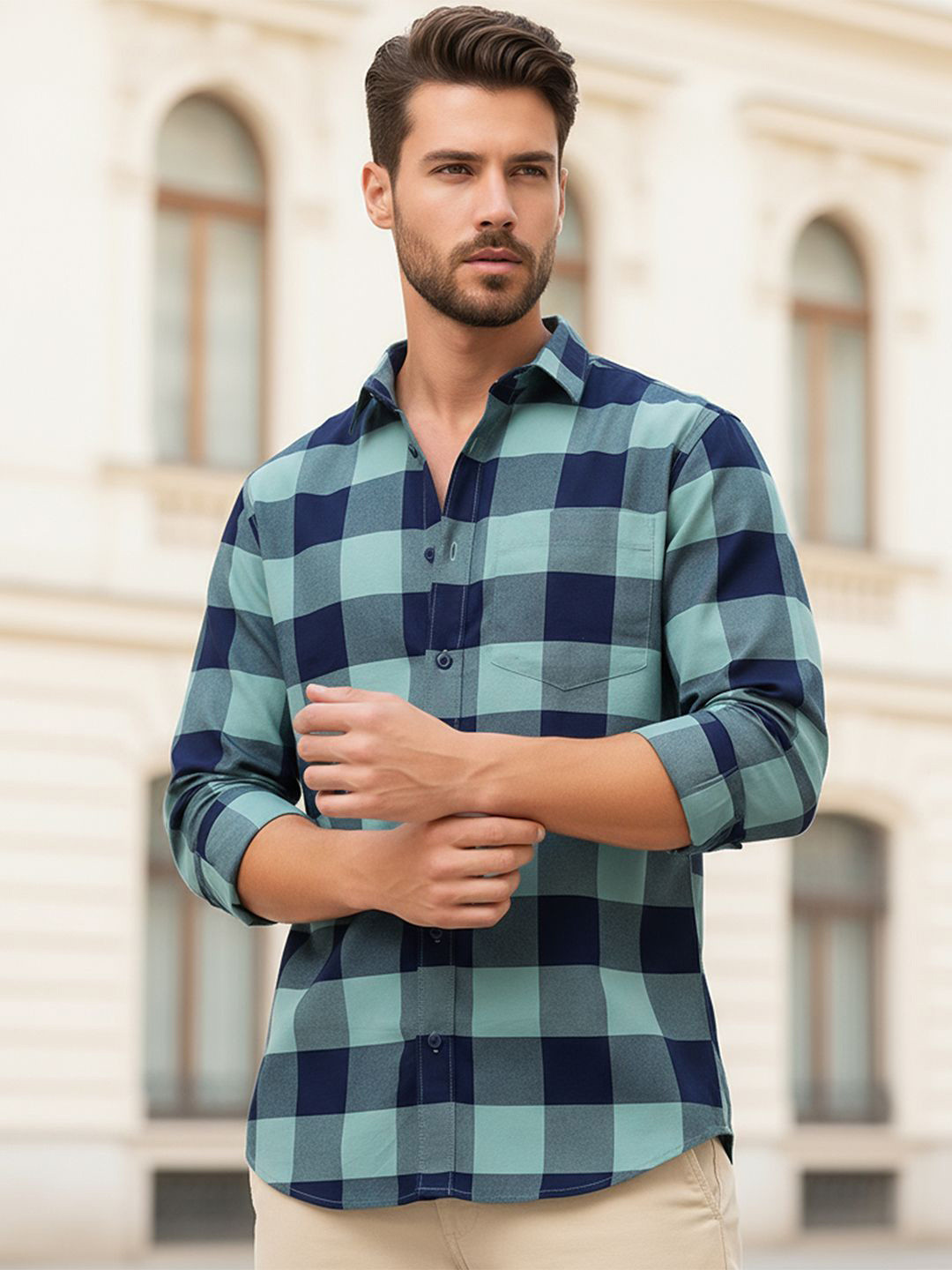 Bewakoof Men Gingham Checks Checked Casual Shirt