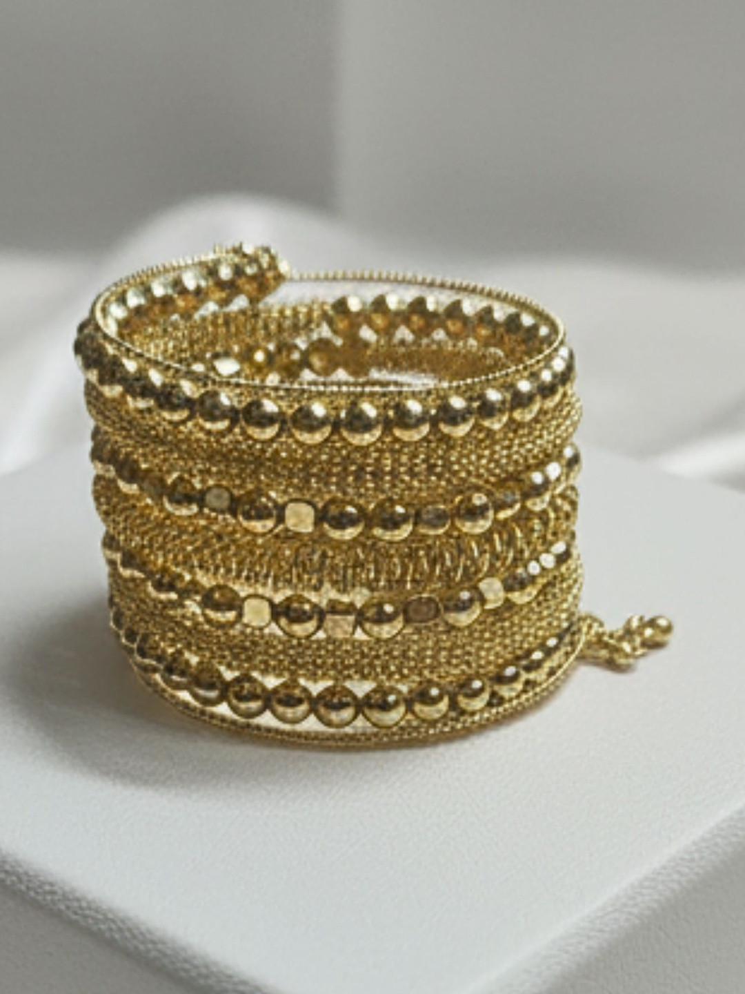 DressBerry Gold-Plated Metal Beaded Bangle