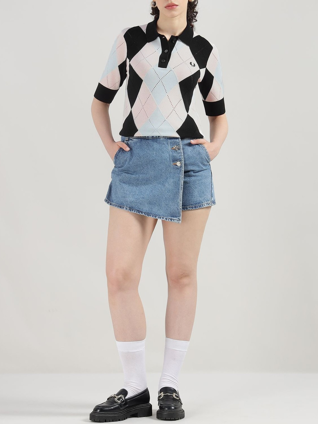 Fred Perry Checked Polo Collar Short Sleeves T-shirt