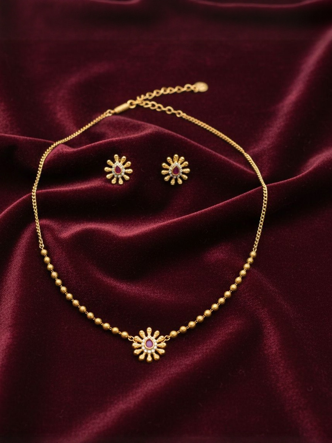 MISS ASTUTE Gold-Plated Stone-Studded Jewellery Set