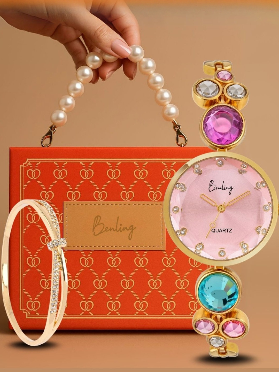 BENLING Women Dial & Stainless Steel Bracelet Style Straps Analogue Watch BL-1044-PB-CMB