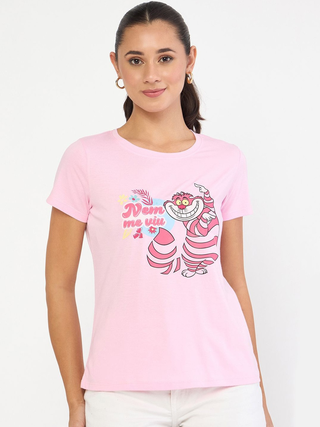 Wear Your Mind Alice in Wonderland Printed Round Neck Pure Cotton T-shirt