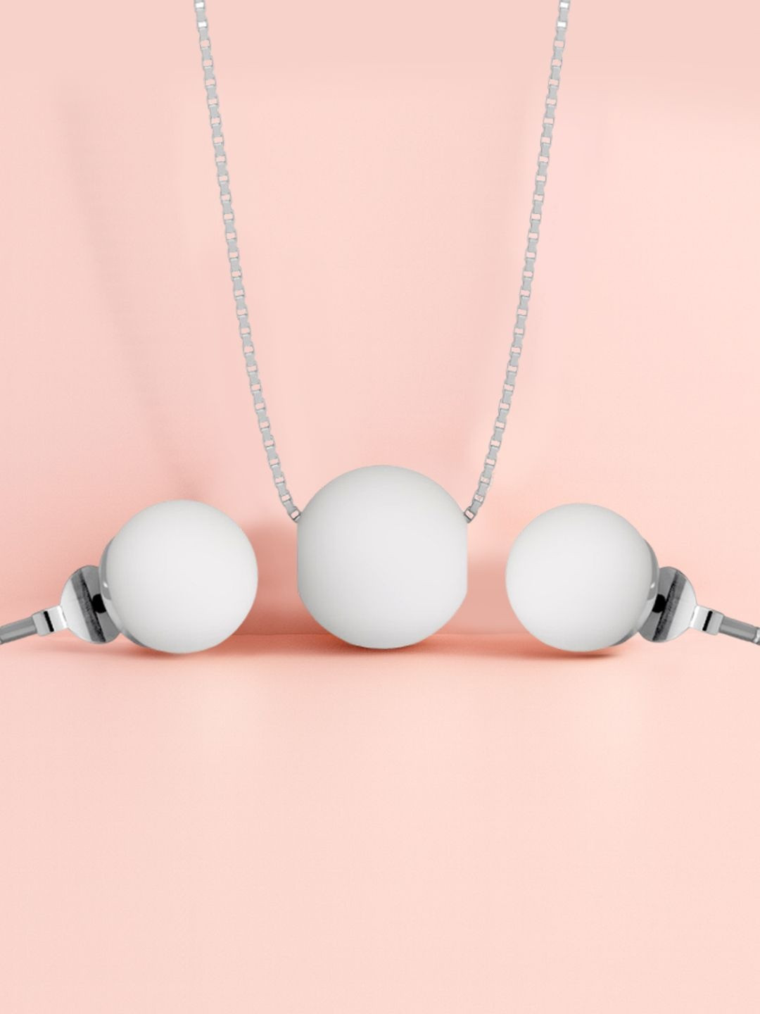 MISS HIGHNESS 925 Sterling Silver Rhodium-Plated Spherical Pendants With Chains