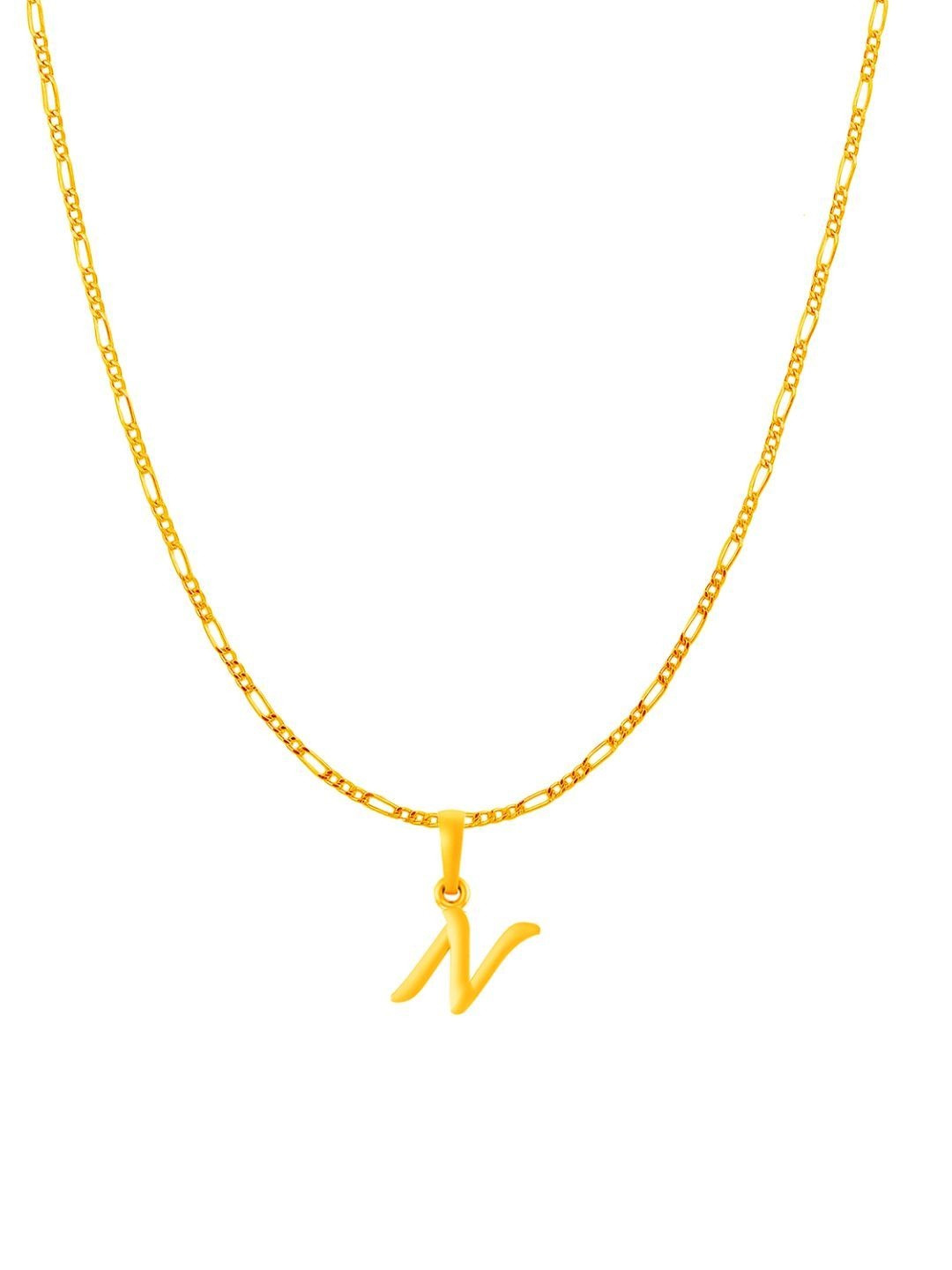 AKSHAT SAPPHIRE Women Gold-Plated Geometric N Alphabet Pendants with Chains